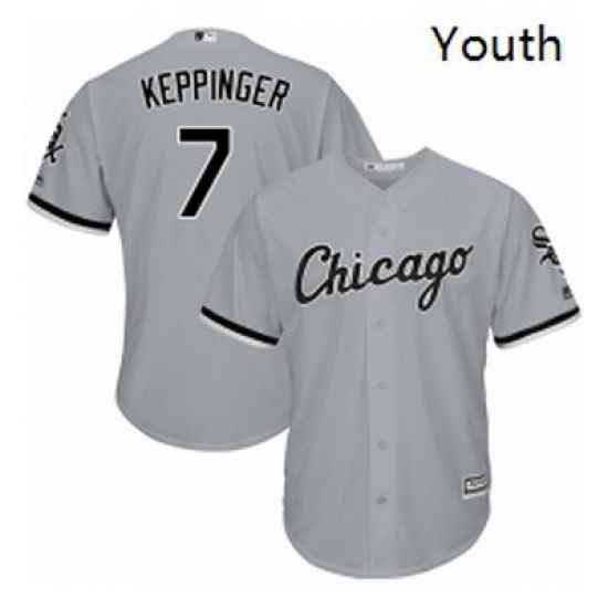 Youth Majestic Chicago White Sox 7 Jeff Keppinger Replica Grey Road Cool Base MLB Jersey